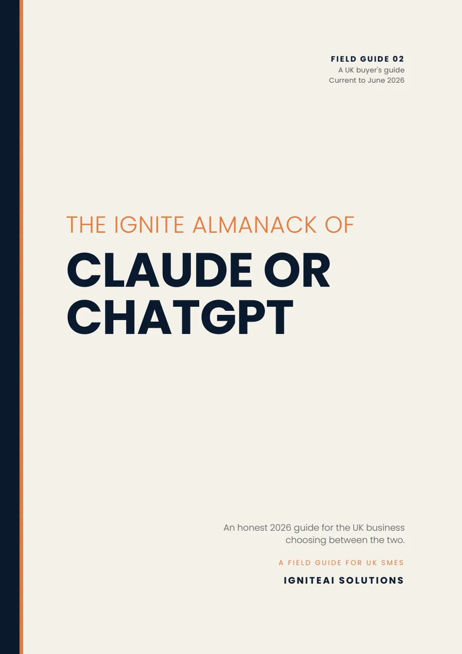 Cover of The Ignite Almanack Field Guide 02, Claude or ChatGPT